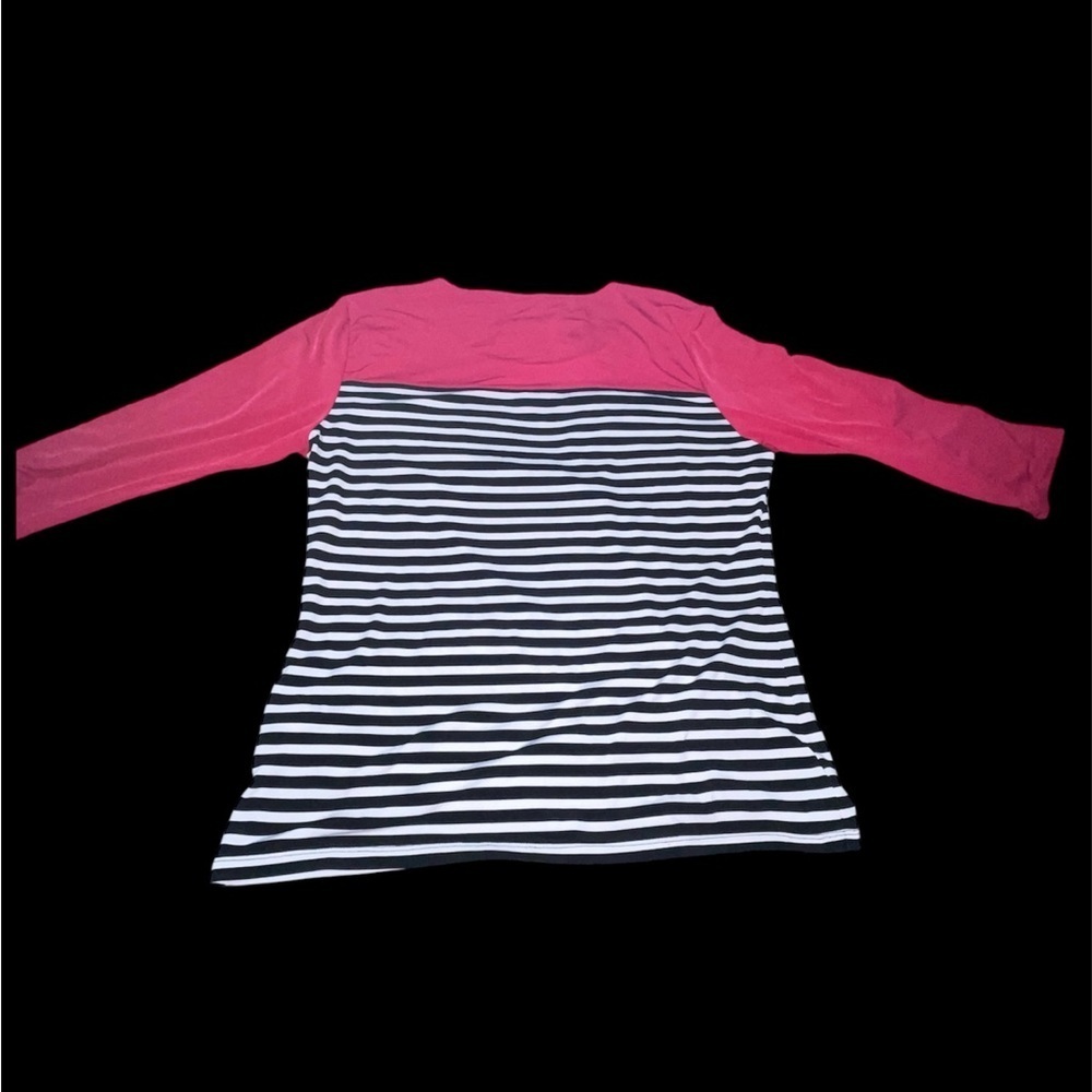Calvin Klein pink  and Black Striped 3/4 Sleeve Top - Picture 5 of 5